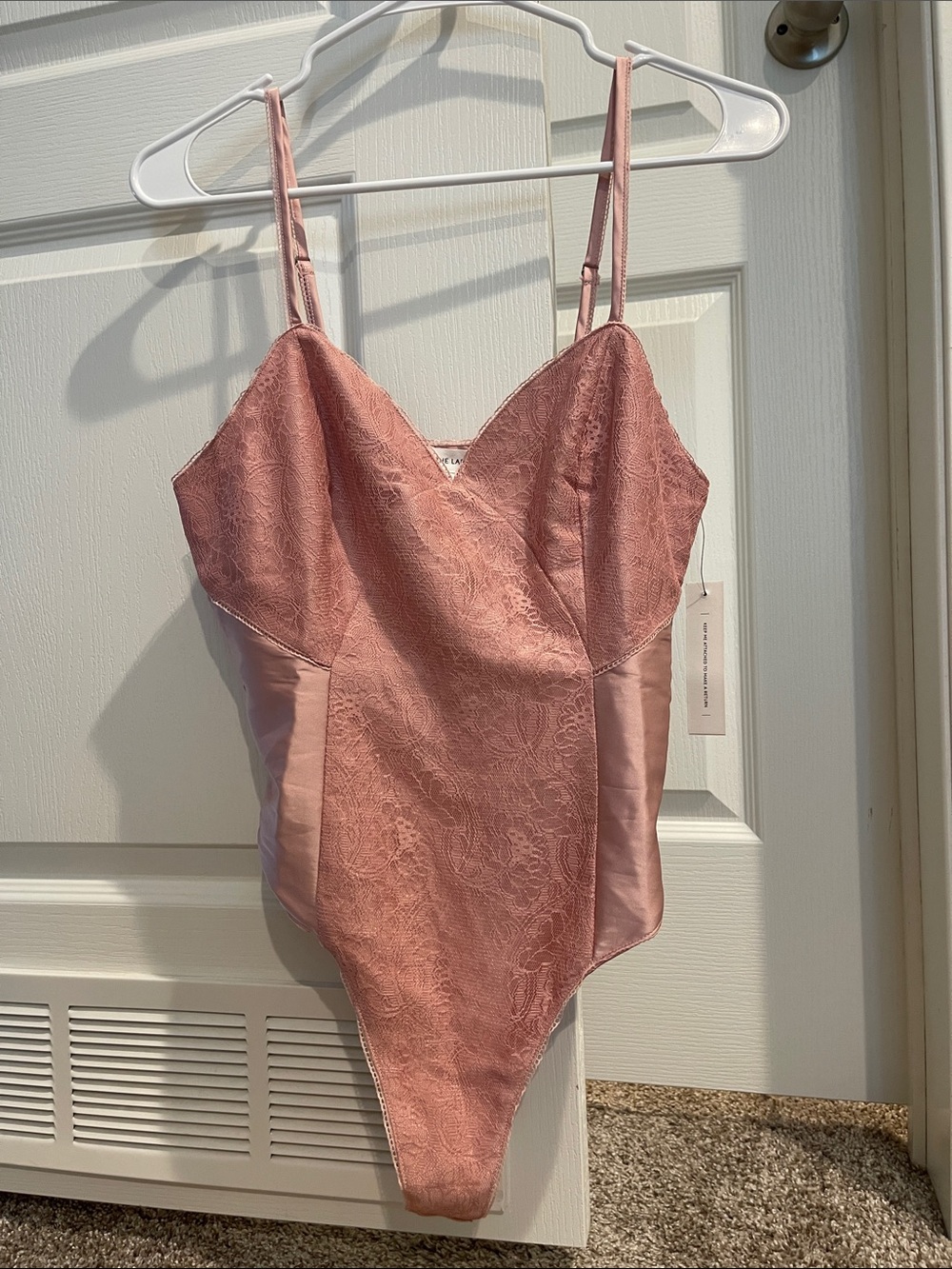 NWT lani the label Pink Lace adjustable bodysuit SZ small